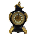Antique Ansonia Black Mantel Clock with Gilt Metal Mounts (c. 1890–1910)