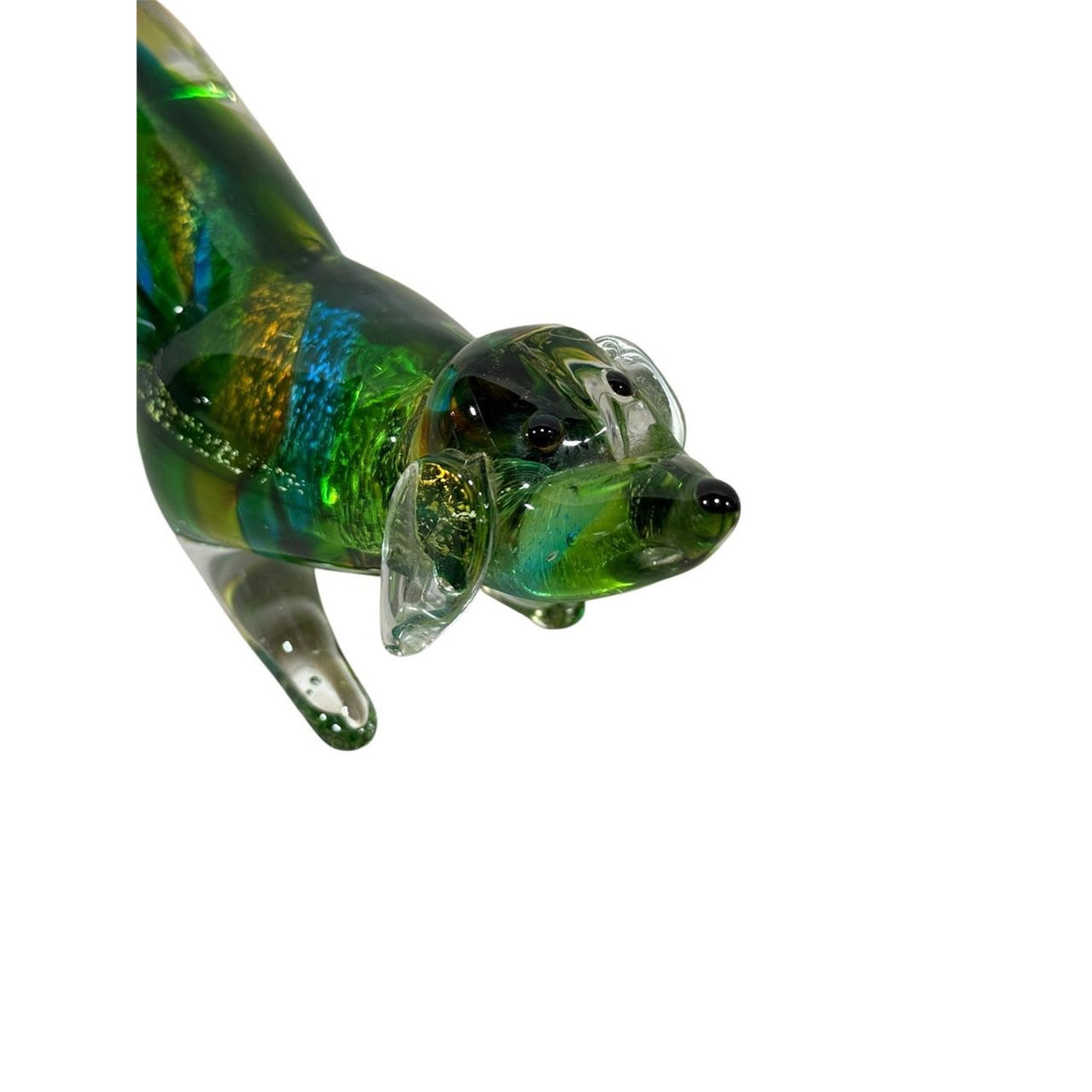 Murano-Style Art Glass Dachshund Figurine with Aventurine Swirls