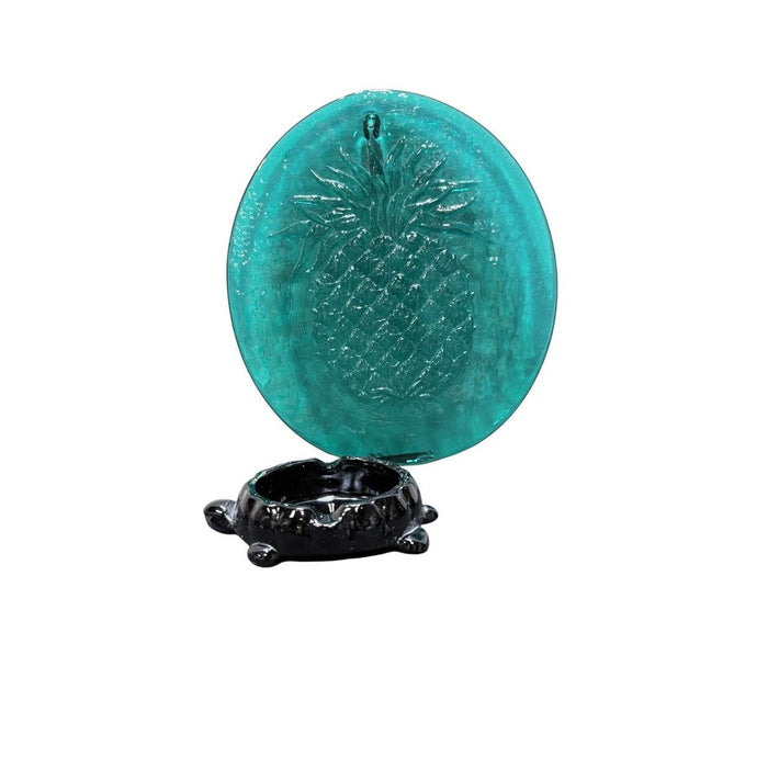Pineapple Art Glass Suncatcher & Black Glass Turtle Ashtray