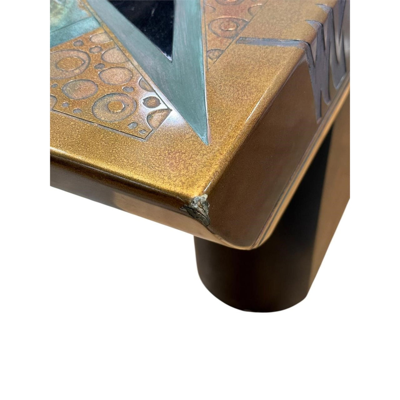 Large Postmodern Sculptural Console Table — 1980s Memphis-Era Mixed Metal