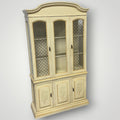 Vintage Faux Bamboo Lighted China Cabinet — French Provincial / Hollywood Regency