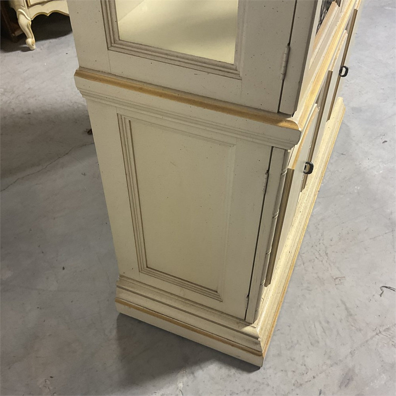 Vintage Faux Bamboo Lighted China Cabinet — French Provincial / Hollywood Regency