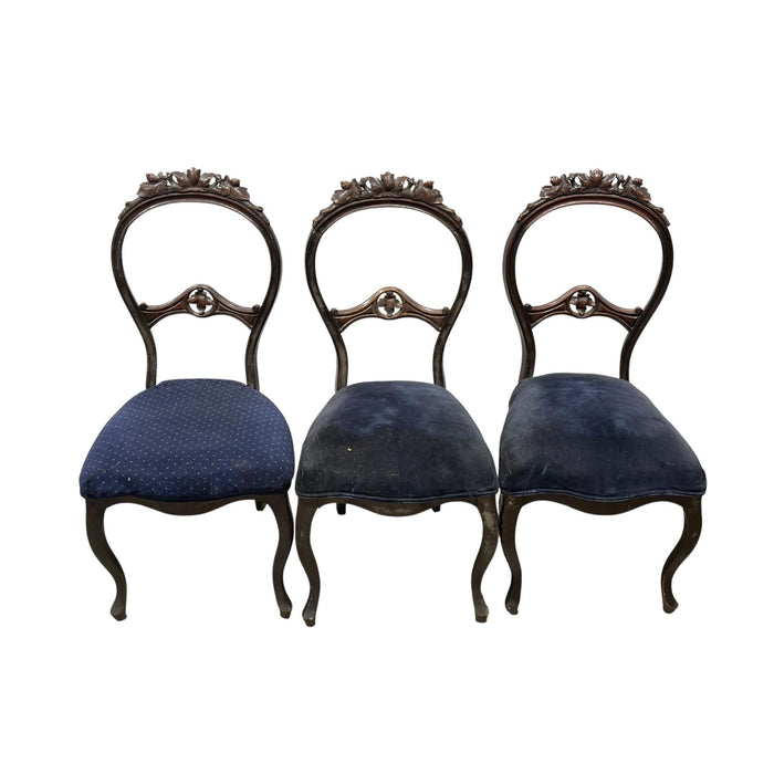 Set of 3 Victorian Carved Balloon-Back Side Chairs