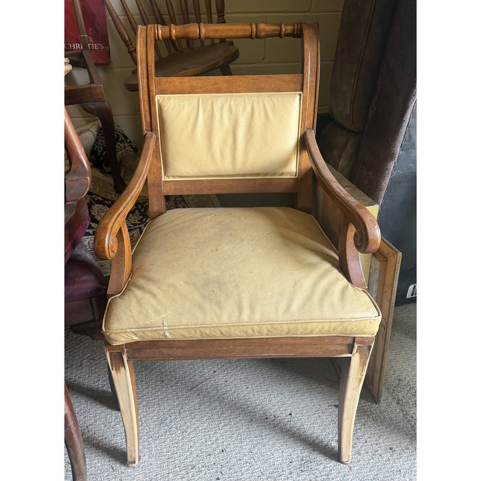 Vintage Regency-Style Scroll-Arm Chair with Turned Crest