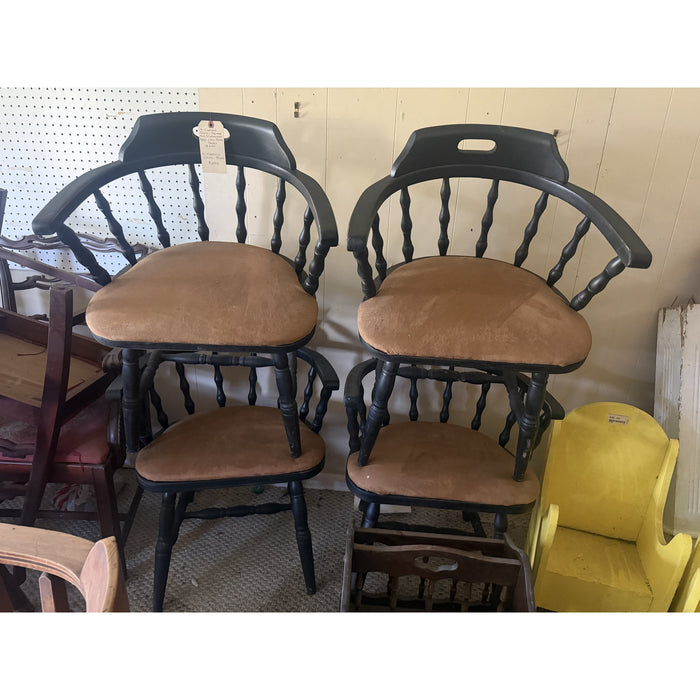 Set of 4 Black Captain's Chairs with New Ultrasuede Seats
