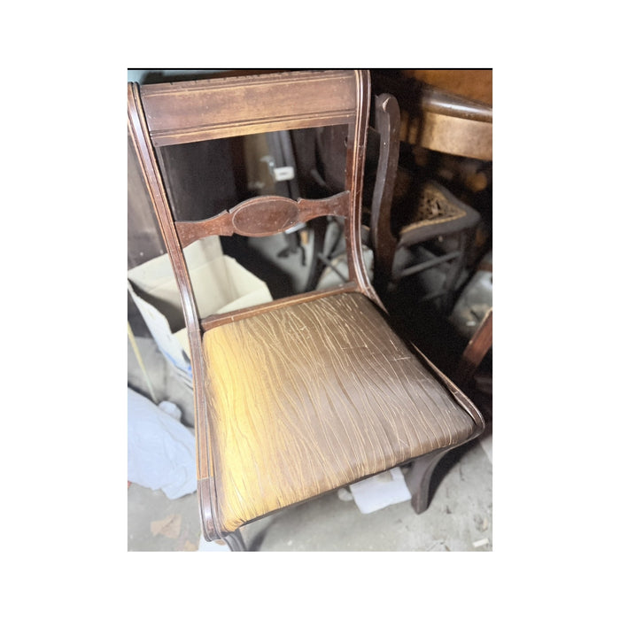 Pair of Duncan Phyfe-Style Side Chairs, Gold Metallic Seats