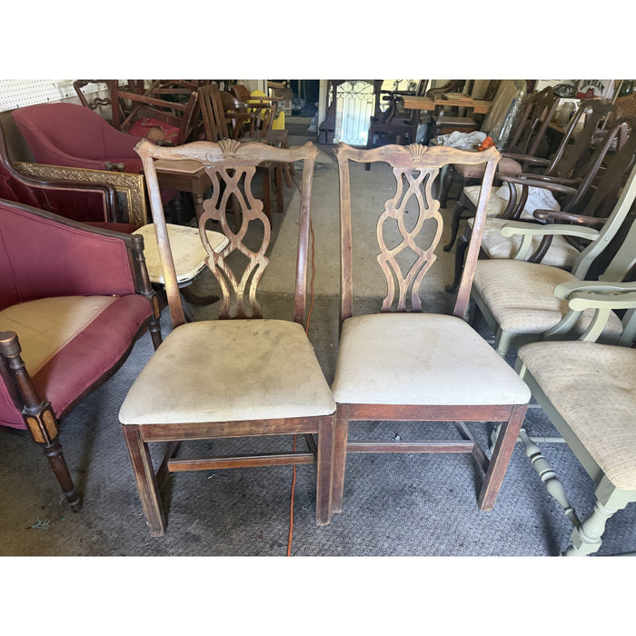 Pair of Shell-Carved Chippendale-Style Side Chairs
