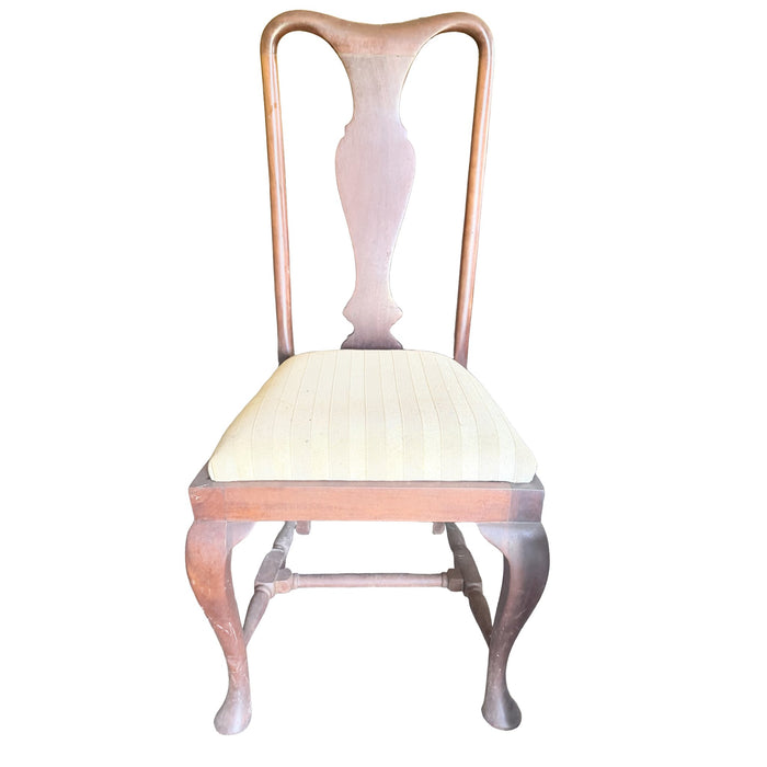 Set of 4 Queen Anne-Style Side Chairs, Mixed Fabric Seats