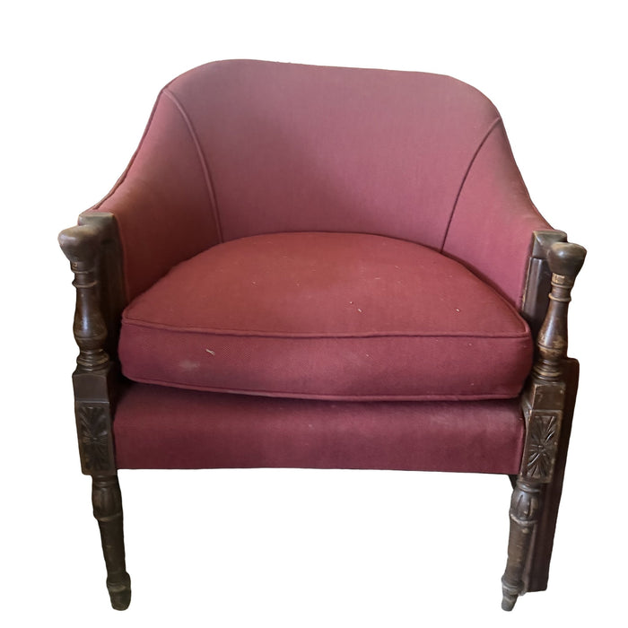 Barrel-Back Club Chair in Rose Twill