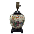 Chinese Export Porcelain Ginger Jar Table Lamp — Famille Rose Figural Scenes