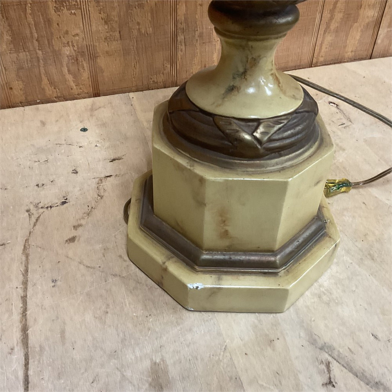 Pair of Neoclassical Ram's Head Urn Table Lamps — Faux Marble & Bronze-Tone