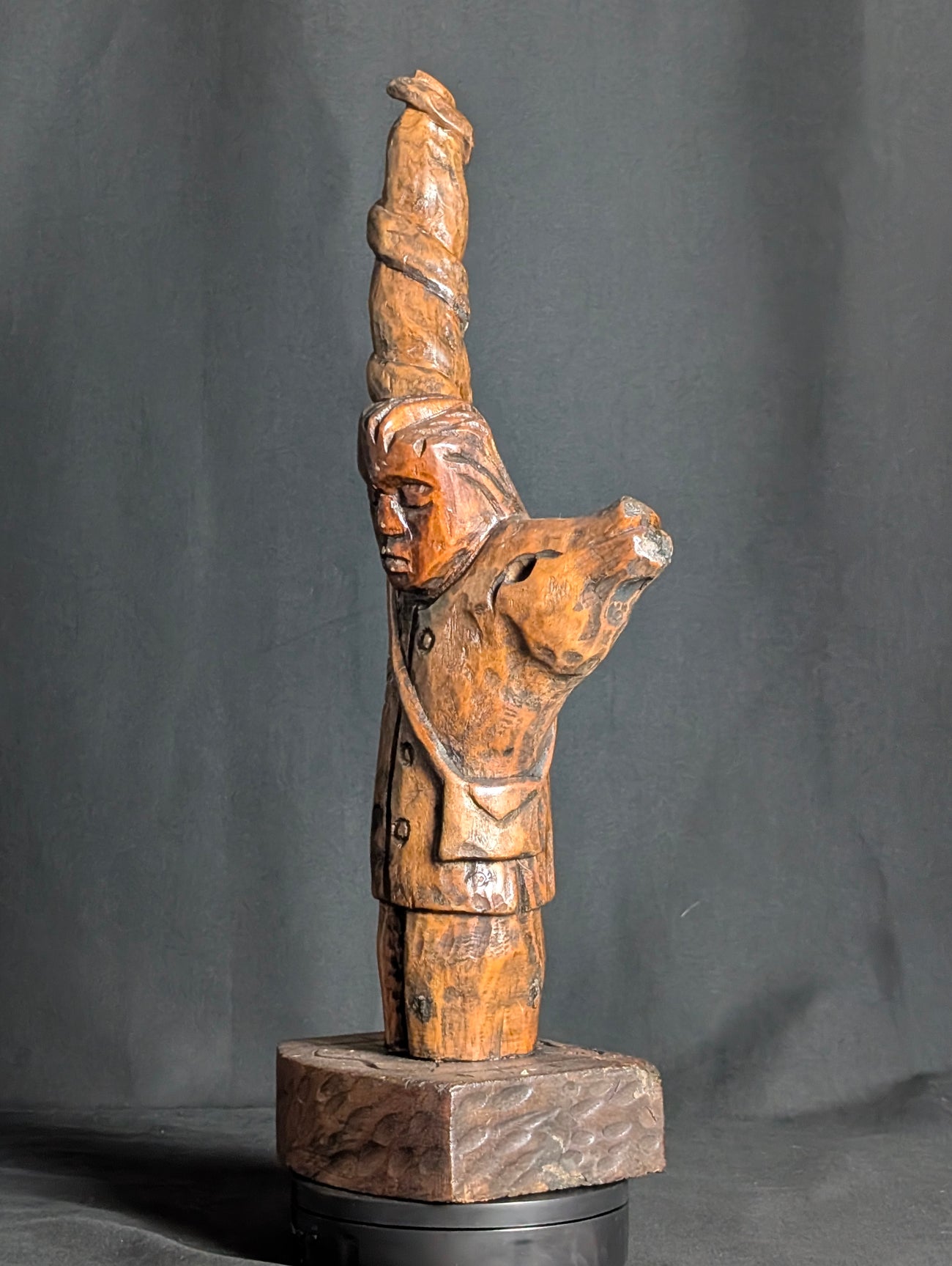 “Call to the Sky” – Hand-Carved Folk Art Sculpture (RMB)