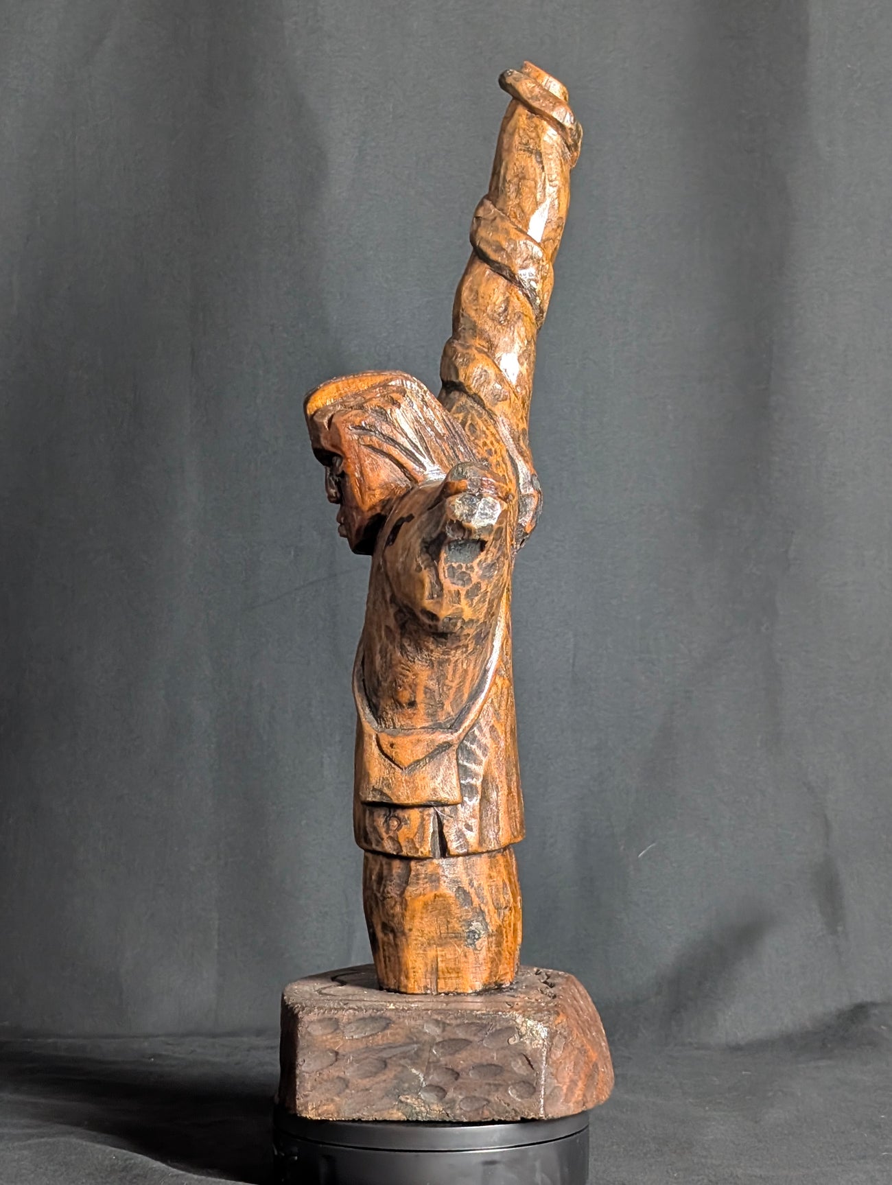 “Call to the Sky” – Hand-Carved Folk Art Sculpture (RMB)