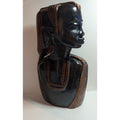 Vintage Hand-Carved African Female Bust Sculpture — Ebony-Toned Tribal Modernist Portrait