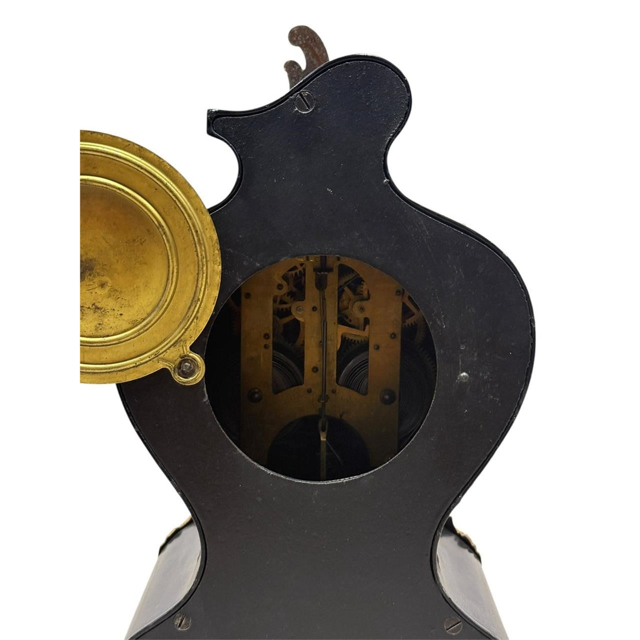 Antique Ansonia Black Mantel Clock with Gilt Metal Mounts (c. 1890–1910)