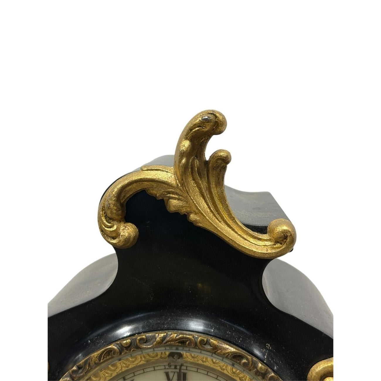 Antique Ansonia Black Mantel Clock with Gilt Metal Mounts (c. 1890–1910)
