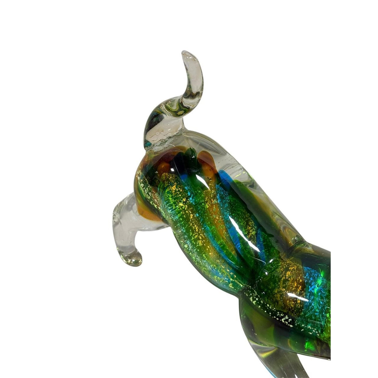 Murano-Style Art Glass Dachshund Figurine with Aventurine Swirls