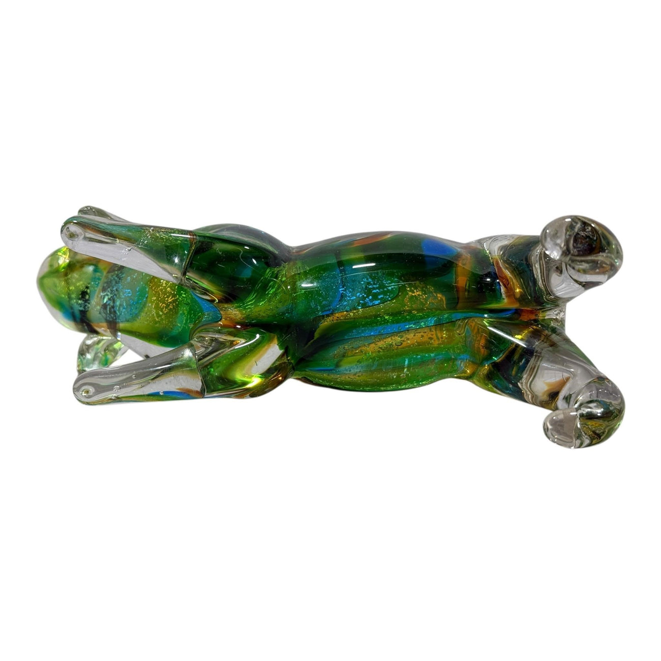 Murano-Style Art Glass Dachshund Figurine with Aventurine Swirls