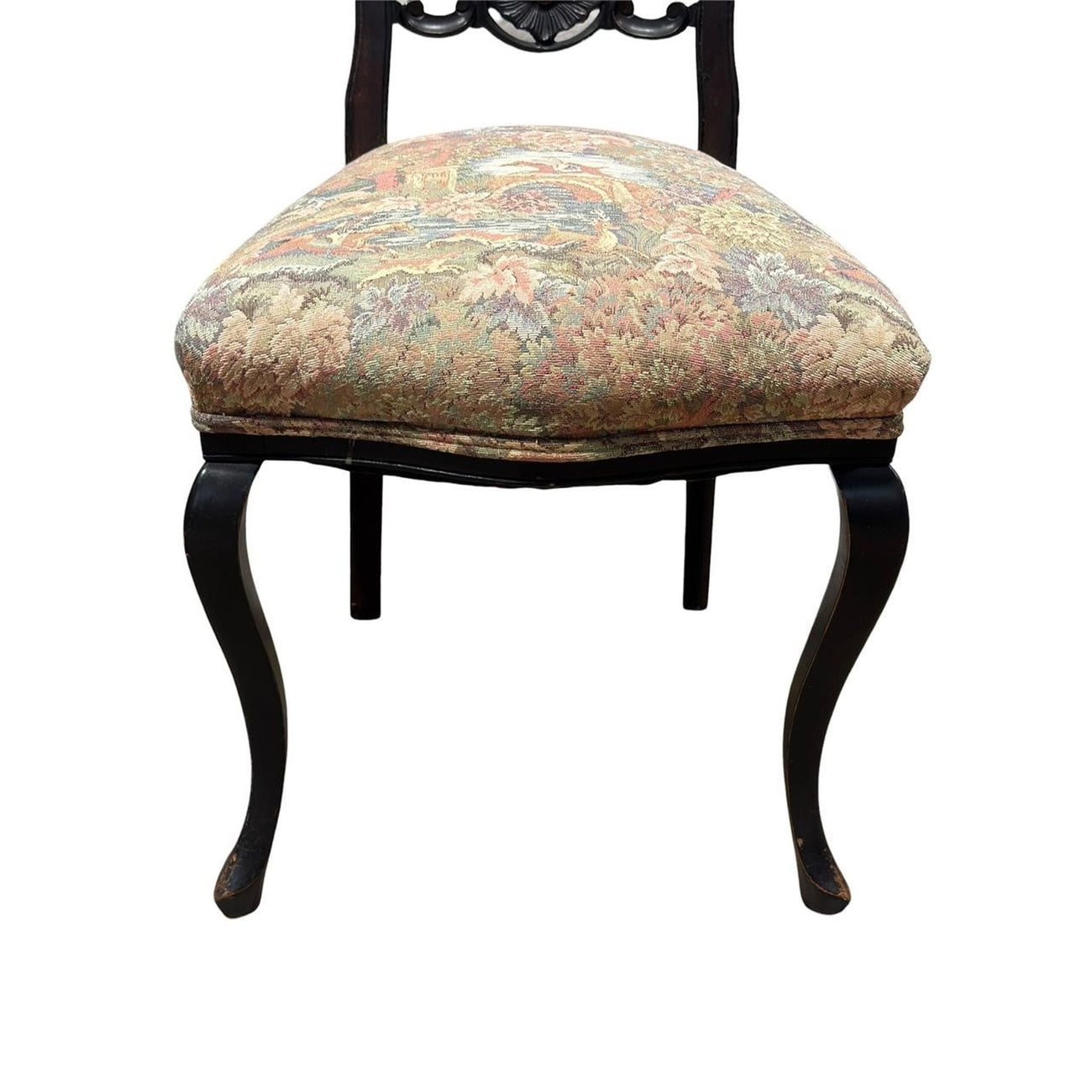 Pair of Chippendale-Style Ribbon-Back Side Chairs with Tapestry Seats
