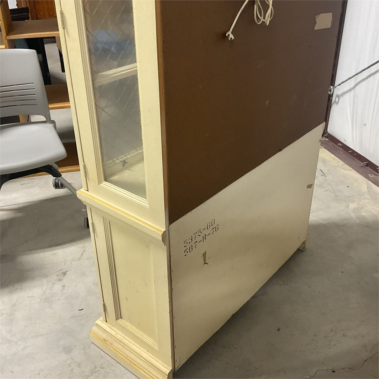 Vintage Faux Bamboo Lighted China Cabinet — French Provincial / Hollywood Regency
