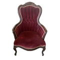 Victorian-Style Grape-Carved Velvet Parlor Chair + Teal Geometric Chair