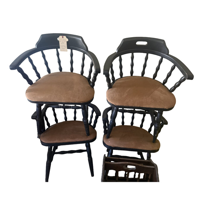Set of 4 Black Captain's Chairs with New Ultrasuede Seats