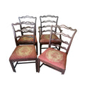 Set of 4 Mahogany Ribbon-Back Dining Chairs with Needlepoint Seats