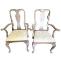 Pair of Queen Anne-Style Armchairs with Damask Seats