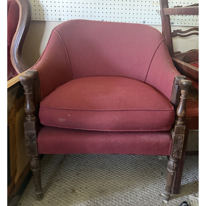 Barrel-Back Club Chair in Rose Twill