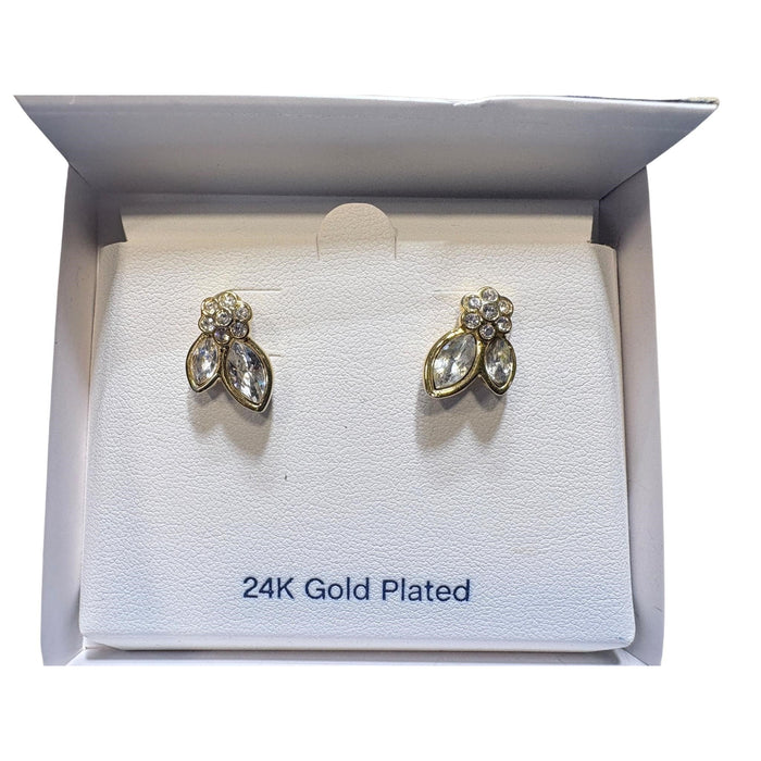Two Pairs of Vintage Earrings — Gold-Tone Mesh Dangles &amp; Cluster Studs