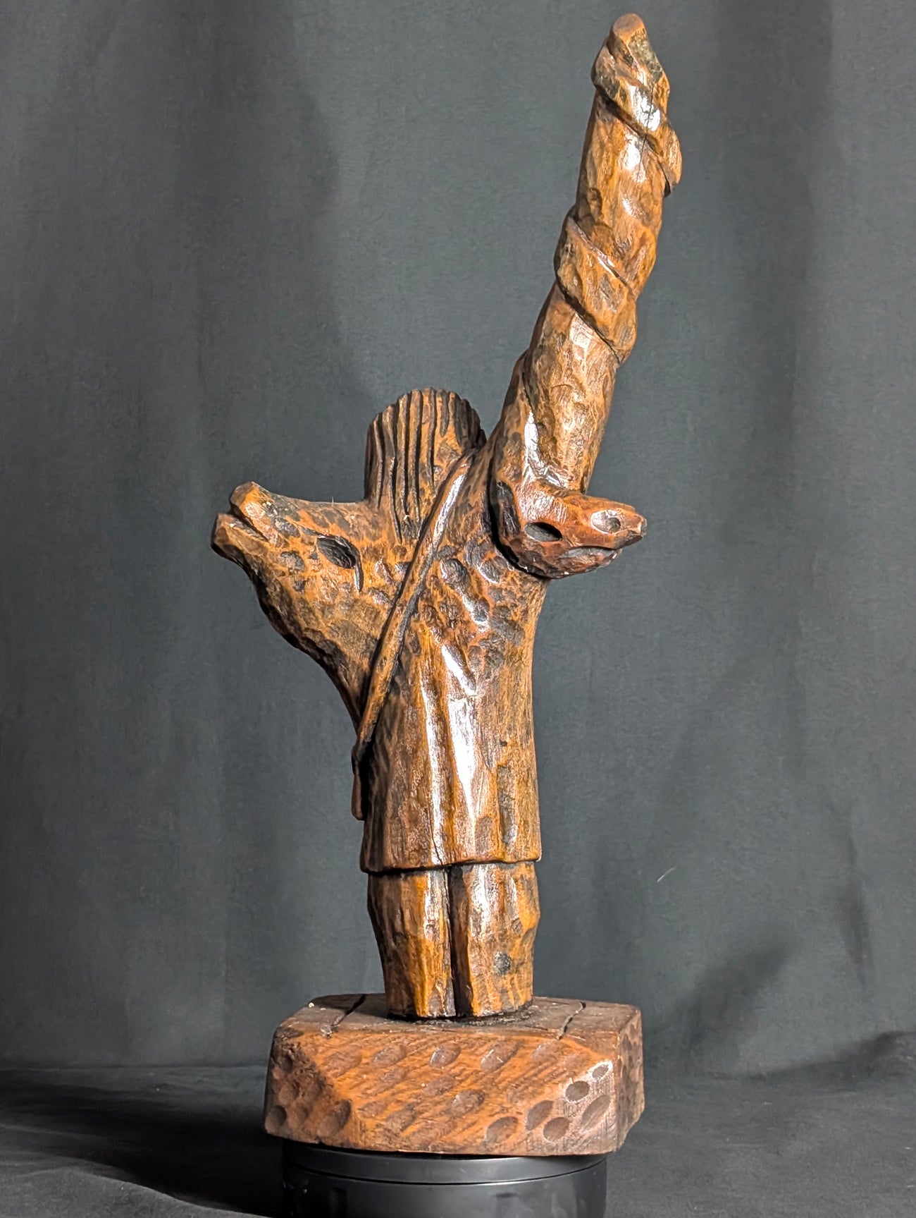“Call to the Sky” – Hand-Carved Folk Art Sculpture (RMB)