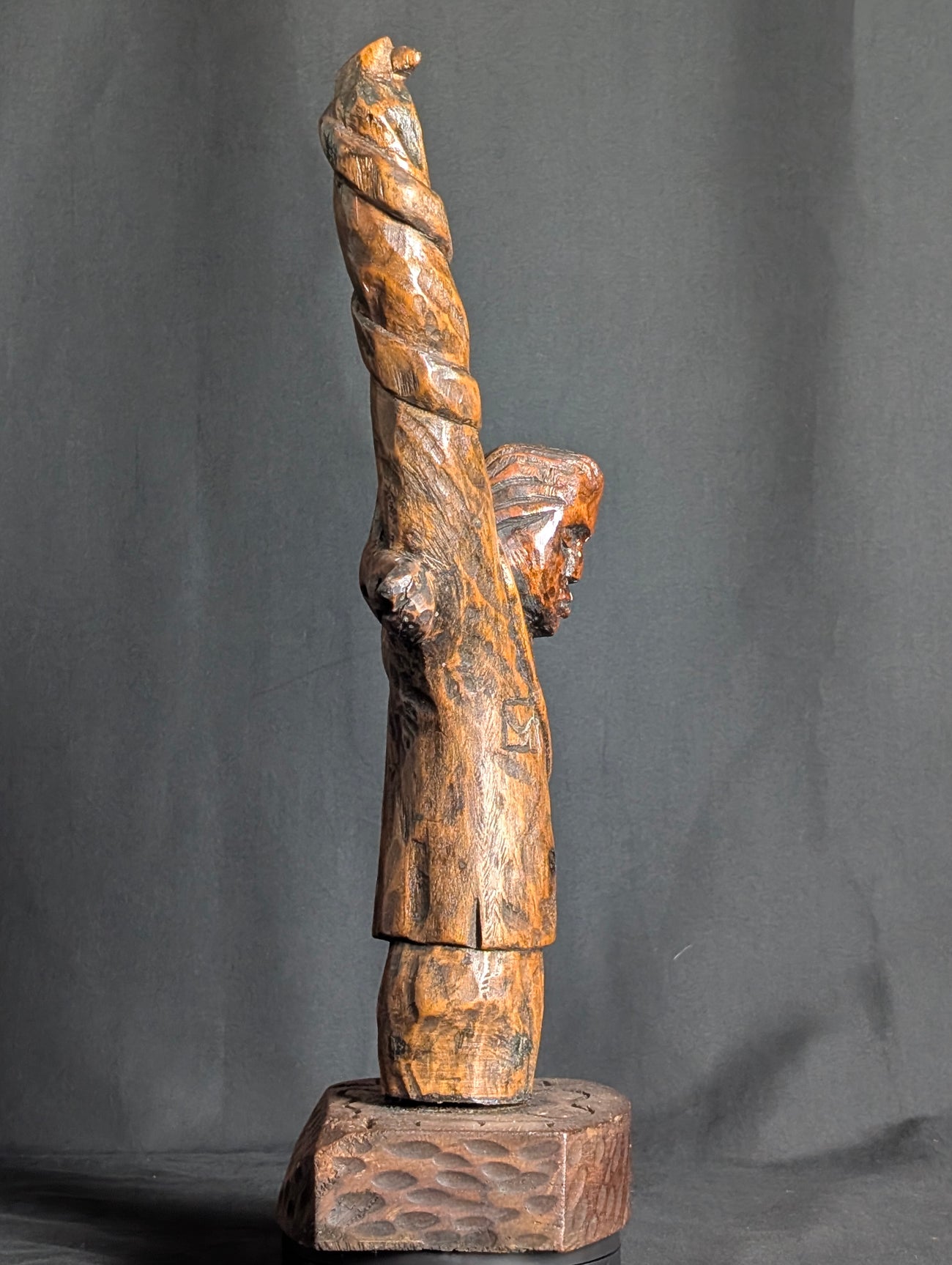 “Call to the Sky” – Hand-Carved Folk Art Sculpture (RMB)