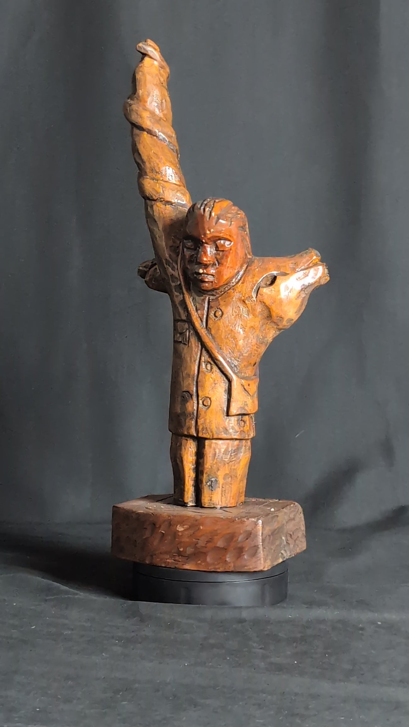 “Call to the Sky” – Hand-Carved Folk Art Sculpture (RMB)